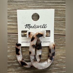 Madewell Marbled Tortoiseshell Oval Hoop Earrings - Brown & Cream